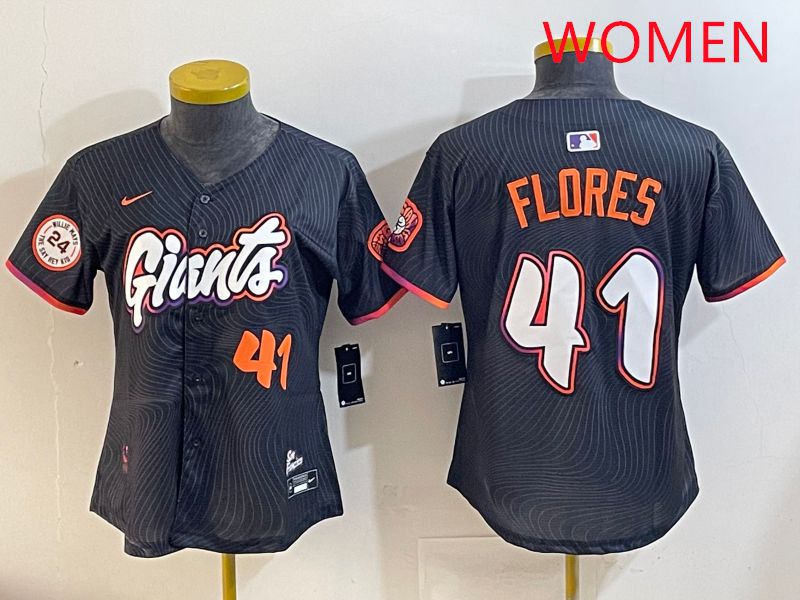 Women San Francisco Giants 41 Flores Black Joint Name 2025 Nike MLB Jersey style 8